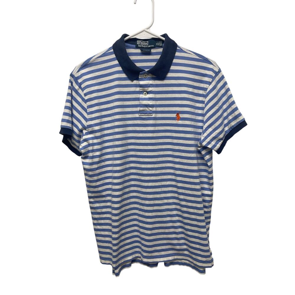 Polo Ralph Lauren Men's custom fit polo striped pony logo cotton size medium